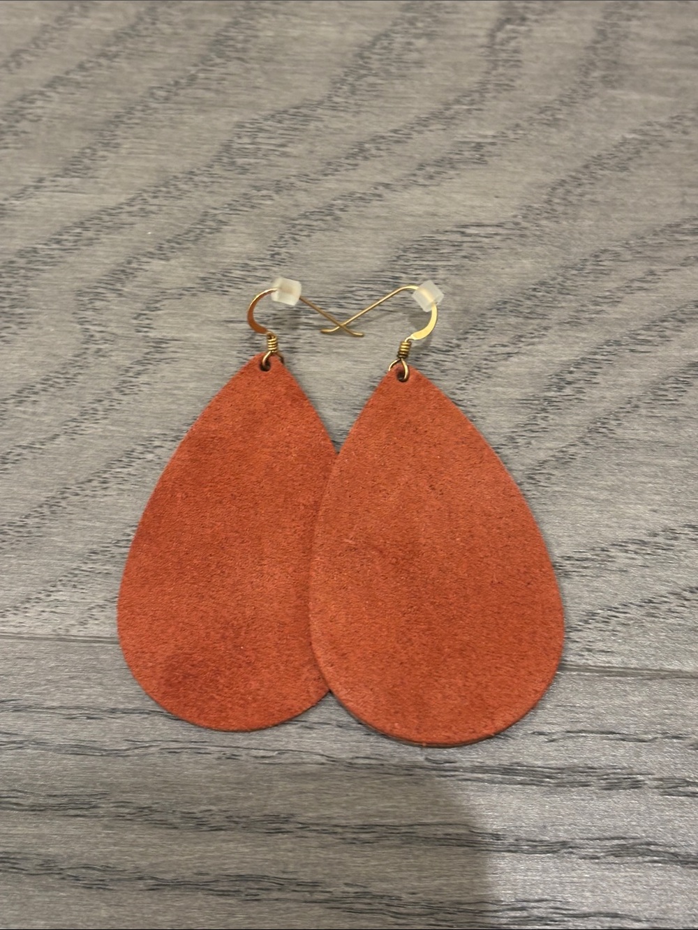 Nickel & Suede Rust Orange Teardrop Suede Earrings